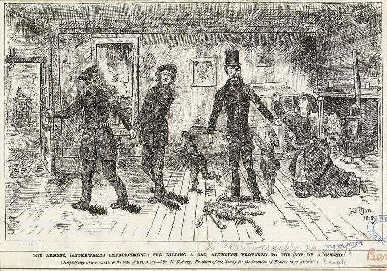 Historical cartoons about Henry Bergh and the ASPCA<br>